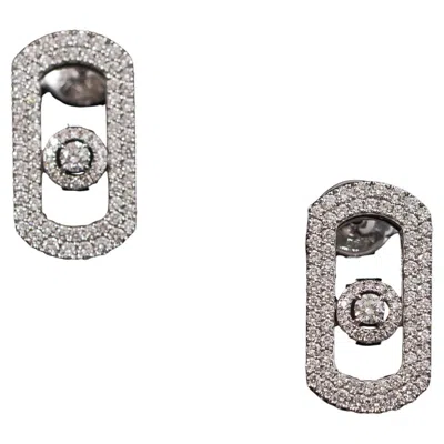 Pre-owned Messika So Move Pave Diamond Earrings 18k White Gold French Contemporary