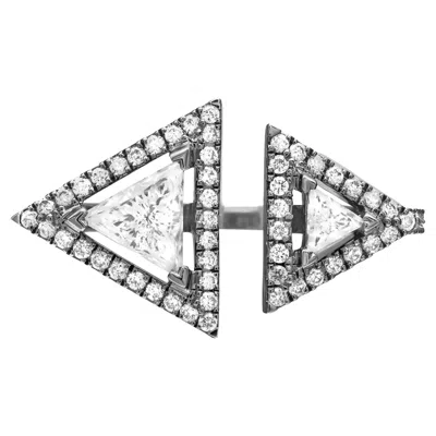 Pre-owned Messika Thea Toi & Moi Diamond Ring 18k Blackened White Gold Size 54 Us 6.75