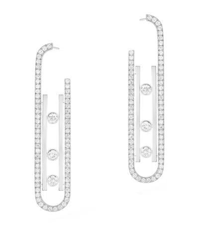 Messika White Gold And Diamond Move 10th Birthday Earrings In Gray