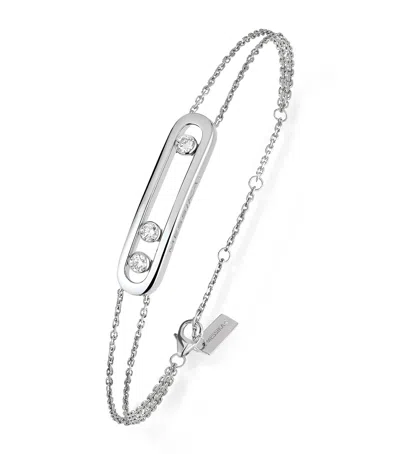 Messika White Gold And Diamond Move Classique Bracelet In Silver