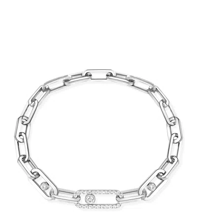 Messika White Gold And Diamond Move Link Bracelet In Metallic