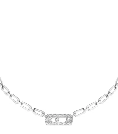 Messika White Gold And Diamond Move Link Necklace In Metallic