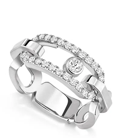 Messika White Gold And Diamond Move Link Ring In Metallic