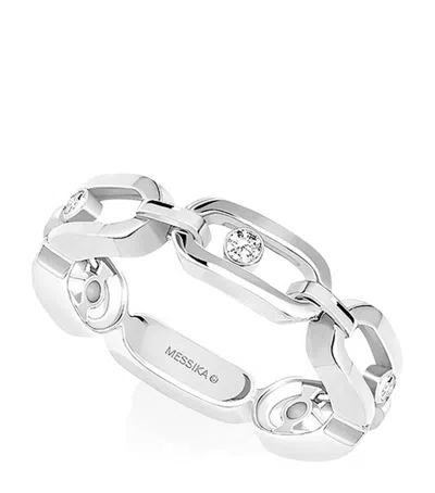 Messika White Gold And Diamond Move Link Ring In Metallic