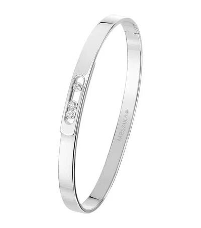 Messika White Gold And Diamond Move Noa Bangle In Silver