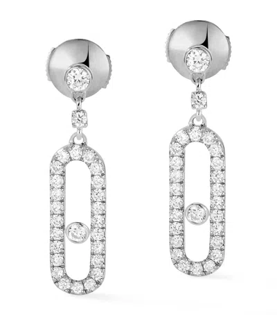 Messika White Gold And Diamond Move Uno Earrings In Gray