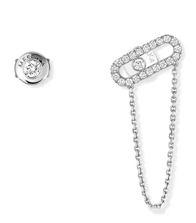 Messika White Gold And Diamond Move Uno Earrings In Metallic