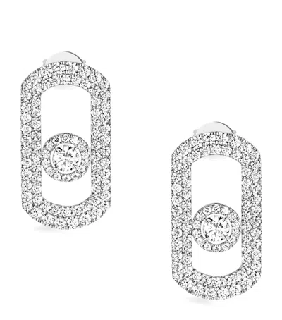 Messika White Gold And Diamond So Move Pavé Earrings In Silver