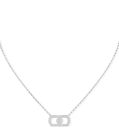 Messika White Gold And Diamond So Move Pavé Necklace In Silver
