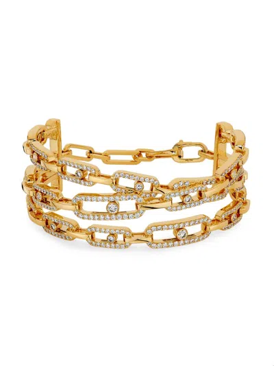 Messika Women's Move Link 18k-yellow-gold & 3.26 Tcw Diamond Three-row Cuff Bracelet