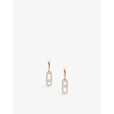 Messika Womens Pink Gold Move Link 18ct Rose-gold And 0.85ct Diamond Earrings