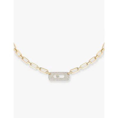 Messika Womens Yellow Gold Move Link 18ct White-gold And 0.79ct Diamond Necklace In Yellow Gold