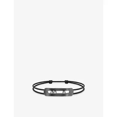 Messika Womens Grey Move Large Titanium And 0.44ct Diamond Cord Bracelet In Black