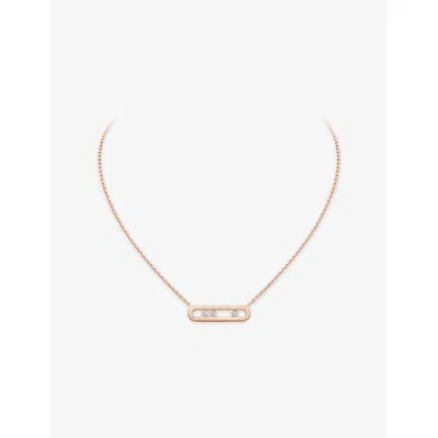Messika Womens Move Classique Ciselé 18ct Gold And 0.20ct Diamond Necklace Pink