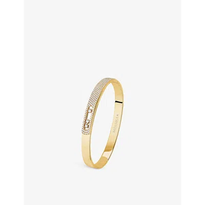 Messika Womens  Move Noa 18ct Yellow-gold And 1.18ct Pavé-diamond Bangle In Yellow Gold