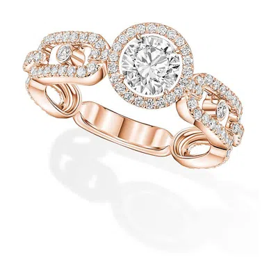 Messika Womens  Move Link 18ct Rose-gold And 0.30ct Brilliant-cut Diamond Ring In Pink Gold