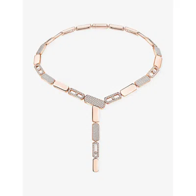 Messika Womens Pink Imperial Move Small 18ct Rose Gold And 3.47ct Diamond Tie Necklace In Multi