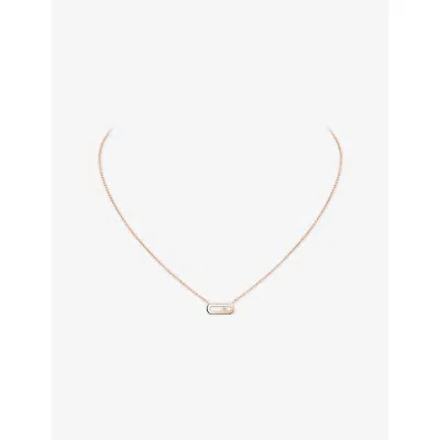 Messika Womens Pink Move Uno 18ct Gold And 0.02ct Diamond Necklac