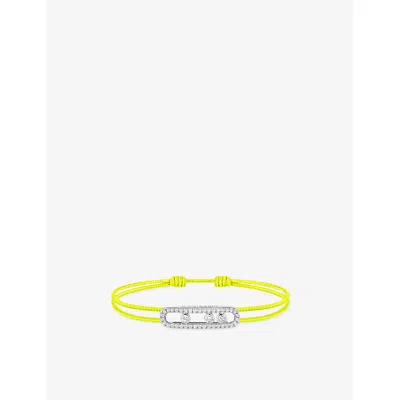 Messika Womens White  Care(s) Yellow Pavé 18ct Rose Gold And 0.26ct Diamond Cord Bracelet In Green