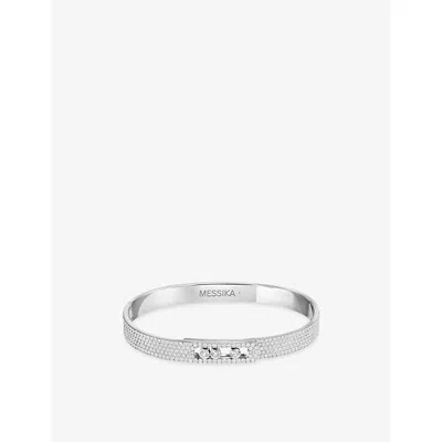 Messika Womens White Move Noa Pavé 18ct Gold And 2.3ct Diamond Bangle Bracelet In Transparent