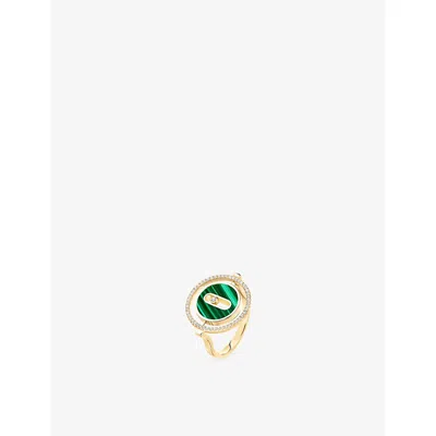 Messika Womens Yellow Lucky Move Malachite, 18ct Gold And 0.18ct Diamond Ring