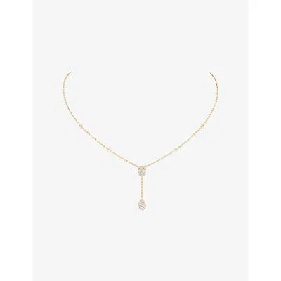 Messika Womens Yellow My Twin Tie 18ct Gold And 0.36ct Diamond Necklac