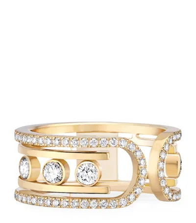 Messika Yellow Gold And Diamond Move 10th Birthday Ring In Gray