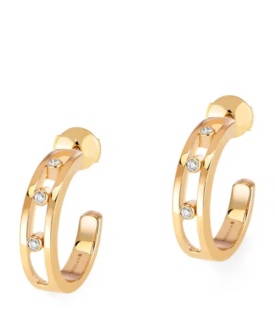 Messika Yellow Gold And Diamond Move Classique Hoop Earrings In Gray