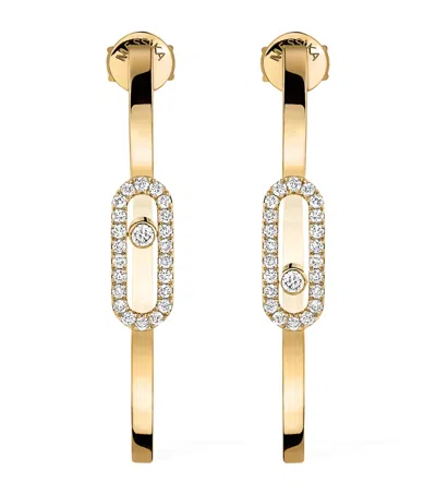 Messika Yellow Gold And Diamond Move Uno Earrings In White