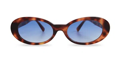 Messy Weekend Kurt Tortoise Blue Women's Sunglasses Tortoiseshell Size 53 In Brown