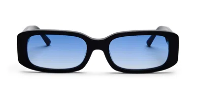 Messy Weekend Roxie Black Gradient Blue Women's Sunglasses Black Size 55