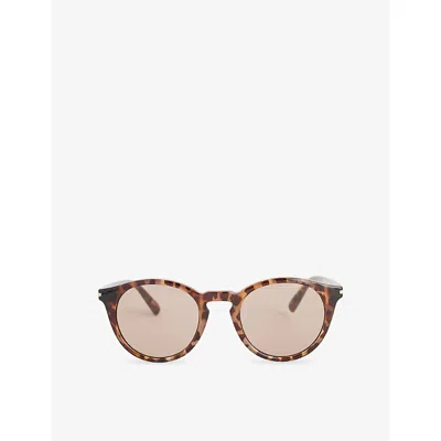 Messyweekend Mens Egyptian Tortoise Brown Hobbes Egyptian Tortoiseshell Round-frame Sunglasses In Orange