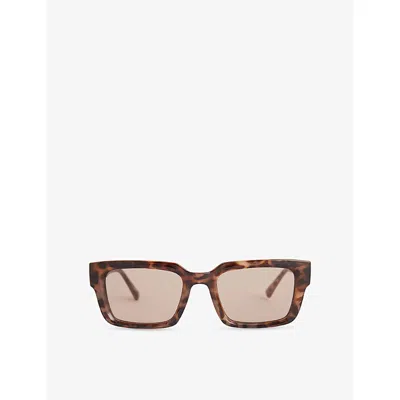 Messyweekend Mens Egyptian Tortoise Brown Louie Rectangle-frame Sunglasses In Red