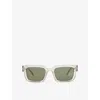 Messyweekend Womens Crystal Silver Loucrgr25 Louie Rectangle-frame Acetate Sunglasses In Transparent