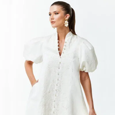 Mestiza Elliana Barong Mini Dress In White