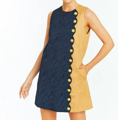 Mestiza Etta Scallop Mini Dress In Navy/tan