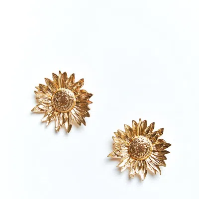 Mestiza Gwen Sunflower Earrings In Gold