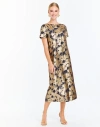 Mestiza New York Adria Metallic Jacquard Midi Shift Dress In Blue Multi