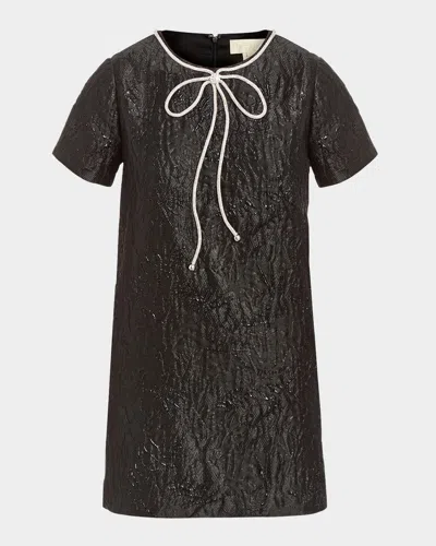 Mestiza New York Ainslee Crystal Bow Mini Shift Dress In Black