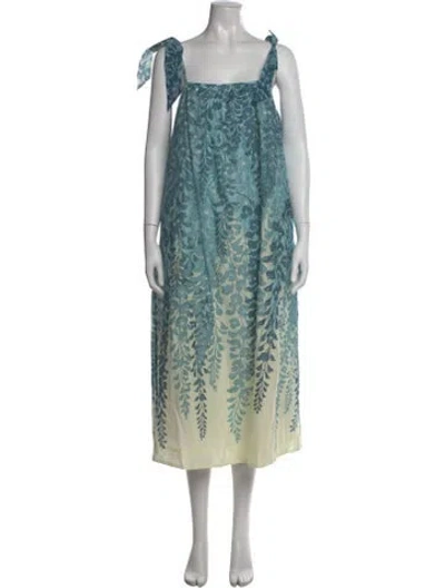 Pre-owned Mestiza New York Animal Print Midi Length Dress W/ Tags In Blue