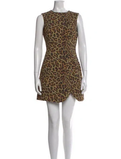 Pre-owned Mestiza New York Animal Print Mini Dress In Brown