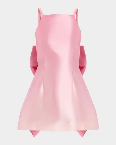 Mestiza New York Aniston Fit-&-flare Twill Mini Dress With Bow In Pink Ombre