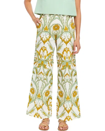 Mestiza New York Antonella Wide Leg Pants In Green In Multi