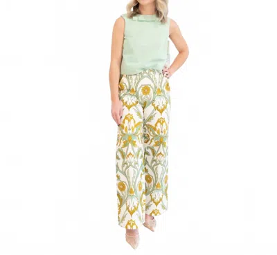 Mestiza New York Antonella Wide Leg Pants In Green In Multi