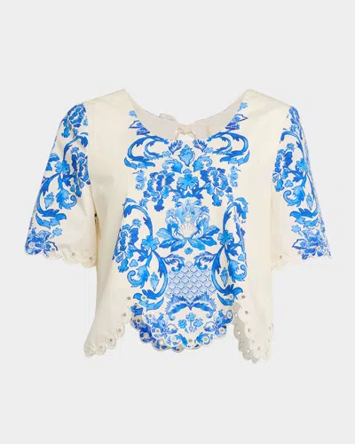 Mestiza New York Baja Convertible Scalloped Cotton Top In Neutral