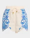 Mestiza New York Baja Scalloped Floral-print Cotton Shorts In Neutral