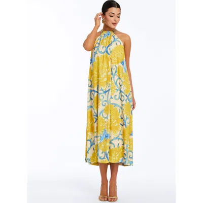 Mestiza New York Bijou Halter Midi Dress In Yellow