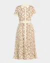 Mestiza New York Billie Pleated Tile-print Midi Shirtdress In Brown