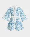 Mestiza New York Carmen Floral-print Bow Mini Dress In Blue Ivory