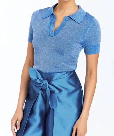 Mestiza New York Charlie Polo Short Sleeved Sweater In Cobalt Blue